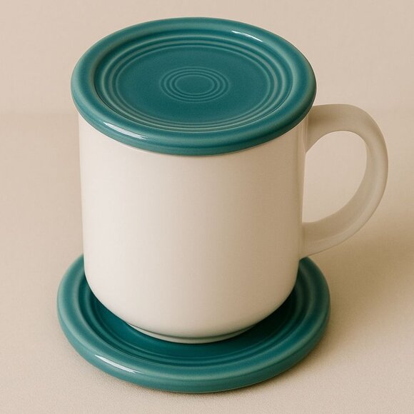 Fiestaware Fiesta CERAMIC Coaster Dish Plate Turquoise MUG CUP COVERS LIDS - Picture 13 of 13